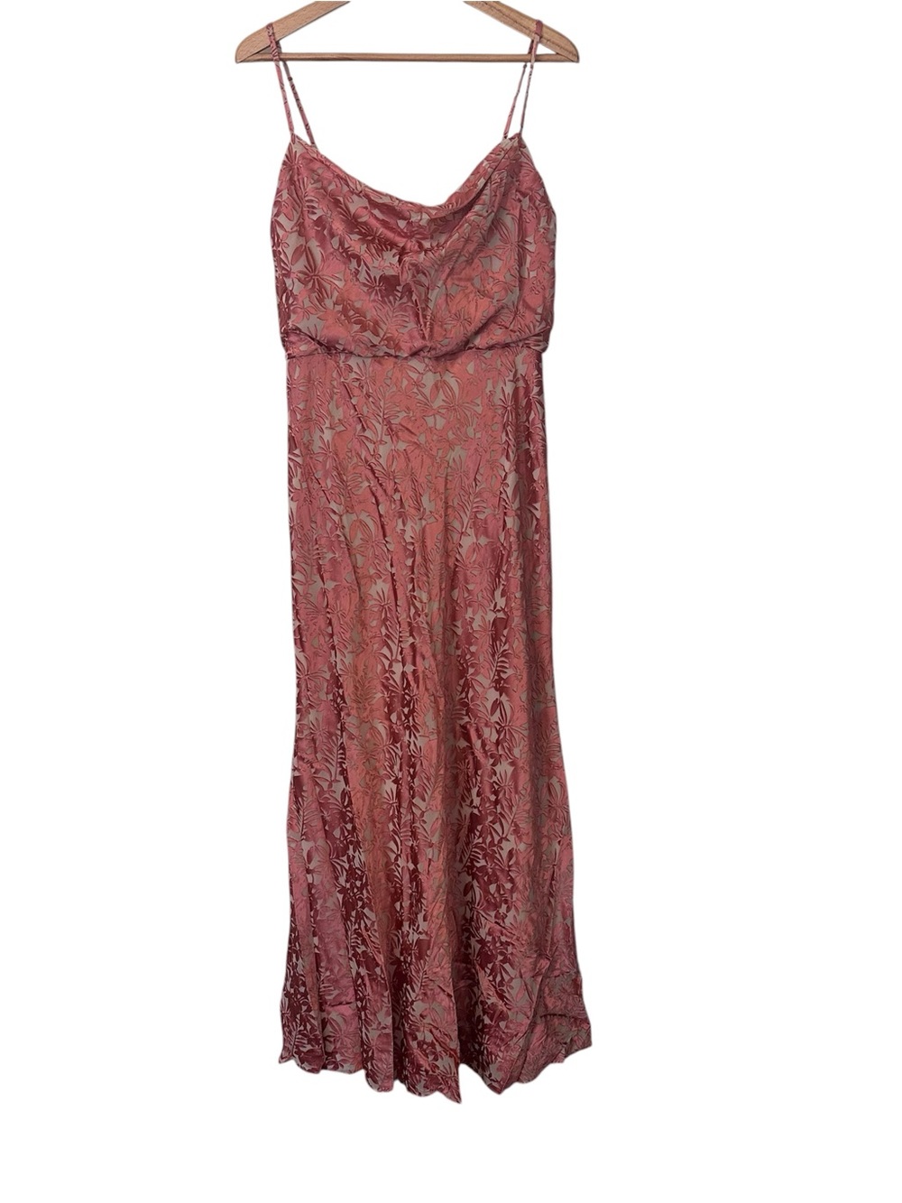 Jenny Yoo Collection Burnout Velvet Maxi Dress Pink Size 12 Cowl Neck Formal